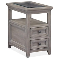 Transitional Chairside 2-Drawer End Table with Glass Top