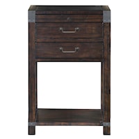 Transitional Rustic 2-Drawer Open Nightstand with Touch Lighting