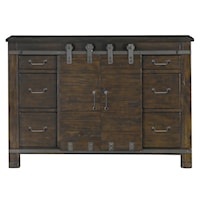 Transitional Rustic 6-Drawer Media Chest with Wire Management