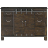 Transitional Rustic 6-Drawer Media Chest with Wire Management