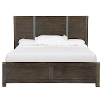 Transitional Rustic California King Panel Bed 