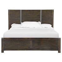 Transitional Rustic Queen Panel Bed 