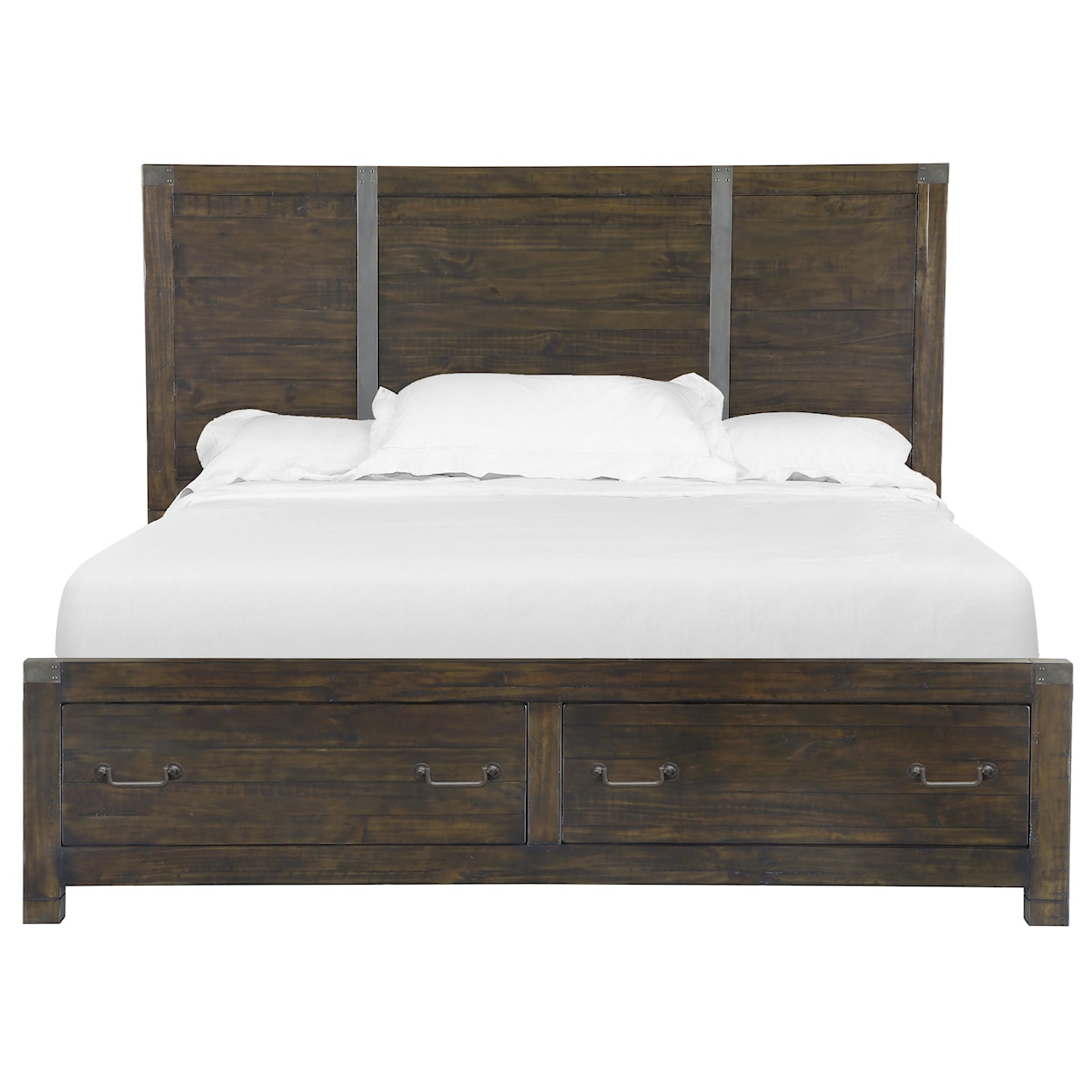 Magnussen Home Pine Hill Bedroom Cal King Panel Bed with Storage Footboard