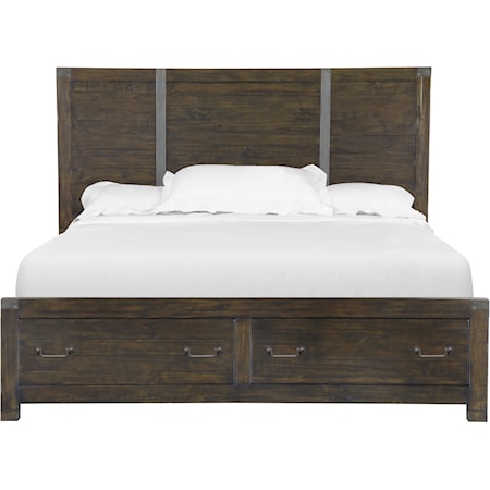 Cal King Panel Bed with Storage Footboard