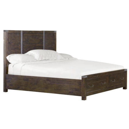 King Panel Bed with Storage Footboard