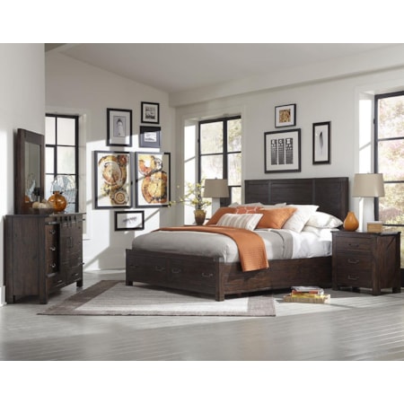 King Panel Bed with Storage Footboard
