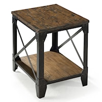 Rustic Industrial Small Rectangular End Table with Rustic Iron Legs