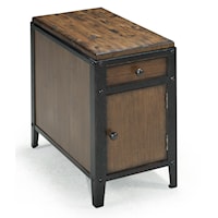 Rustic Industrial Chairside Door End Table with Rustic Iron Legs