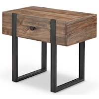 Rustic Industrial Chair Side End Table with Drawer