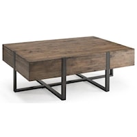 Rustic Industrial Rectangular Cocktail Table with Drawer