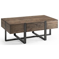 Rustic Industrial Condo Rectangular Cocktail Table with Drawer