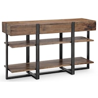 Rustic Industrial Rectangular Sofa Table with Drawer