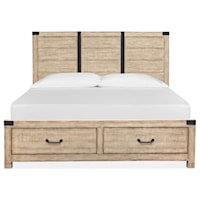 Farmhouse California King Panel Bed with Footboard Storage