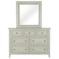 7 Drawer Dresser & Mirror with Wood Frame