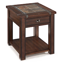 Mission Style Rectangular End Table With Drawer and Shelf