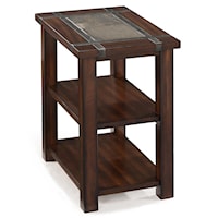 Mission Style Rectangular Chairside End Table with 2 Shelves