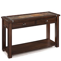 Mission Style Rectangular Sofa Table With 2 Drawers and Shelf