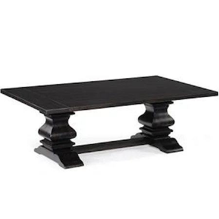 Rectangular Cocktail Table with Double Pedestal Base
