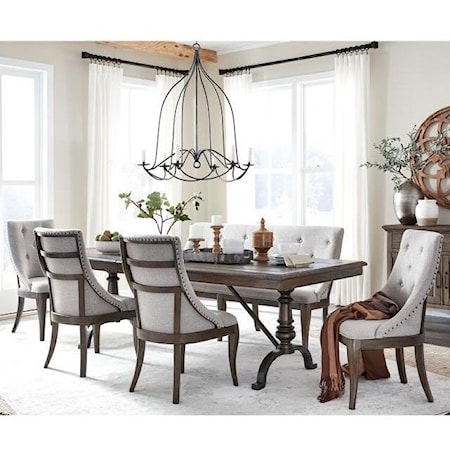 Abbey Park 7 Piece Dining Room (Table with 4 Upholstered Side