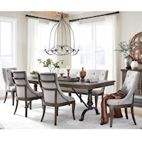 Traditional 6-Piece Dining Table and Chair Set with 20" Removable Leaf and Upholstered Seating