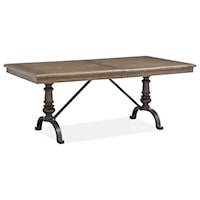 Traditional Dining Table with 20" Removable Leaf and Metal Base