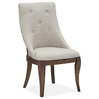 Traditional Upholstered Dining Arm Chair with Button Tufting and Nailhead Trim