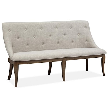 Traditional Upholstered Dining Bench with Button Tufting and Nailhead Trim