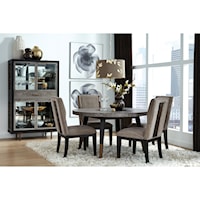 Transitional 6-Piece Casual Dining Set with Glass China Cabinet
