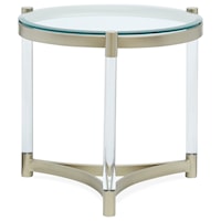 Transitional Round Glass End Table with Clear Acrylic Legs