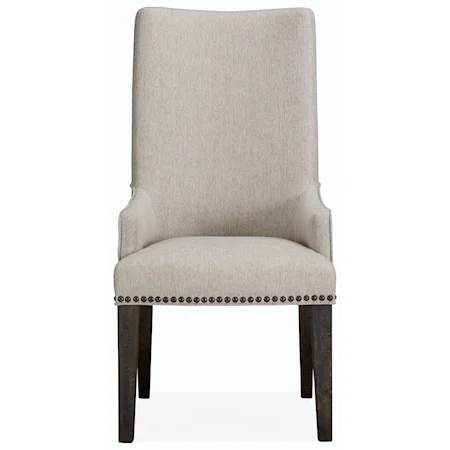 Transitional Host Chair with Tall Back and Nailhead Trim