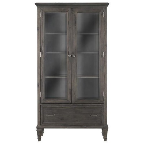 Transitional Bookcase with Glass Doors and Touch Lighting