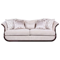 Transitional Free Floating Sofa with Exposed Wood Frame