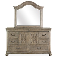 Cottage Style 8-Drawer Dresser with 2 Doors