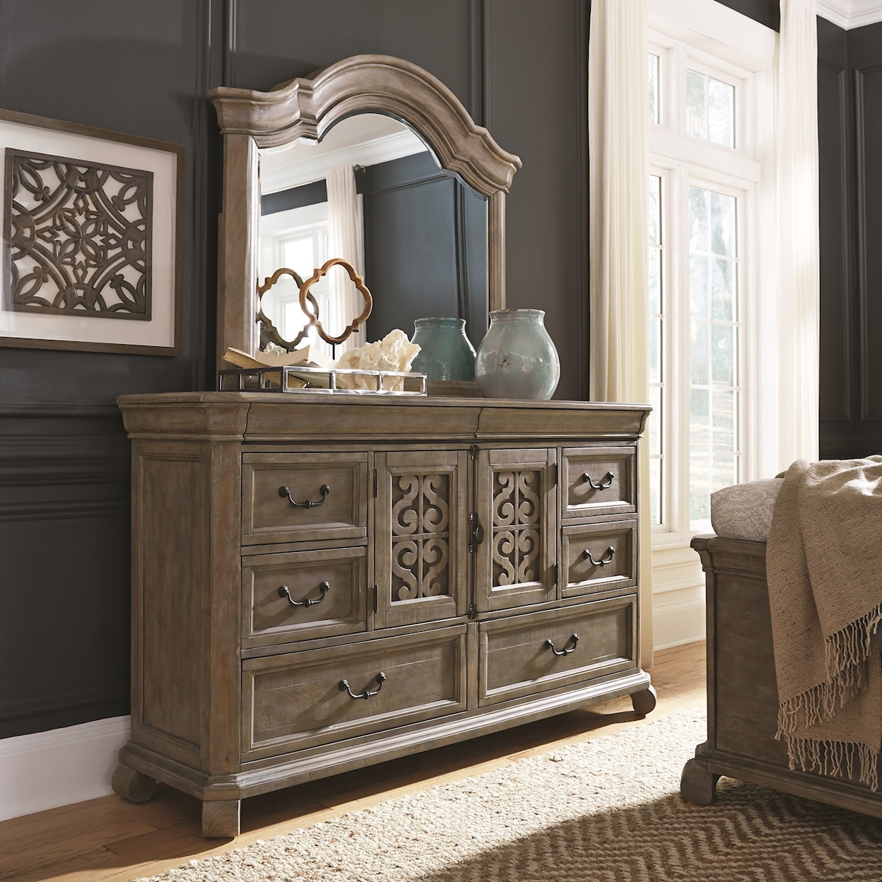 Magnussen Home Tinley Park Bedroom 8-Drawer Dresser & Mirror Set