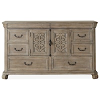 Cottage Style 8-Drawer Dresser with Two Doors