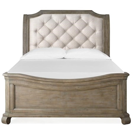 Cottage Style Sleigh Bed with Shaped Footboard