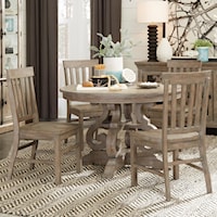 Relaxed Vintage 5-Piece Dining Set with 48" Round Table