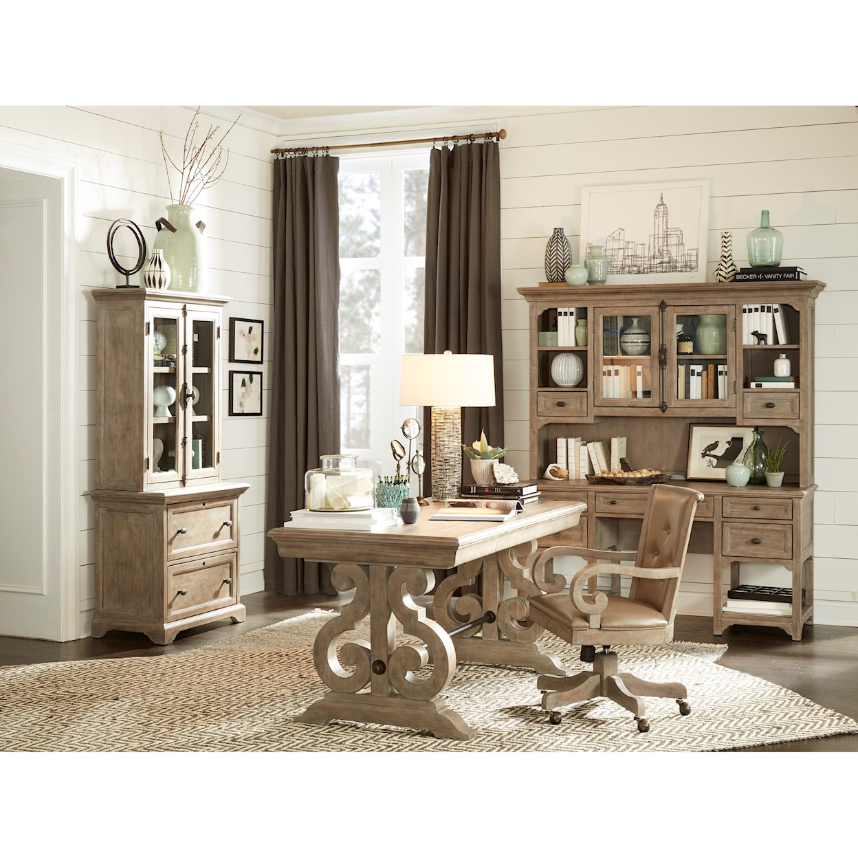 Magnussen Home Tinley Park Home Office Desk and Hutch