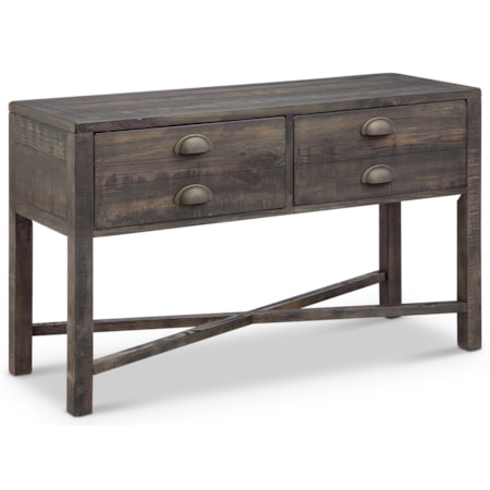 2 Drawer Rectangular Sofa Table in Weathered Bourbon