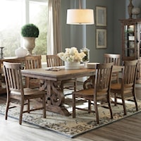 Solid Pine 7-Piece Rectangular Dining Table Set