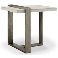 Contemporary Rectangular End Table with Metal Base