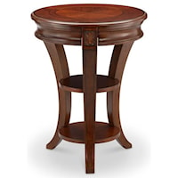 Transitional Round Accent Table with Shelves