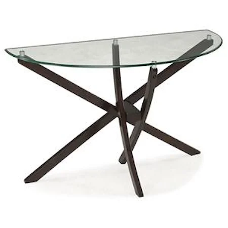 Demilune Sofa Table with Strut Base and Tempered Glass Top