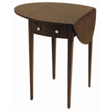 Faux Ebony Finished Zebrano Occasional Table with Drop Leaves and Tapered Leg