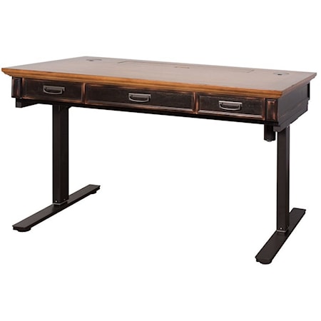 Signature Design by Ashley Starmore 24009 Modern Rustic/Industrial Home Office  Desk with Steel Base, Factory Direct Furniture