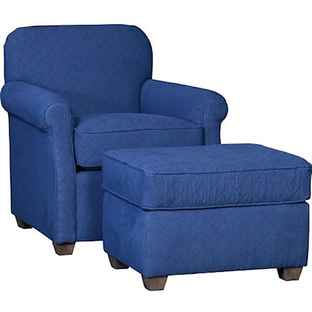 Casual Chair and Ottoman with Rolled Arms