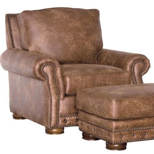 Traditional Chair with Bun Feet and Nailhead Trim