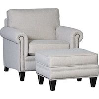 Upholstered Chair and Ottoman with Nailhead Trim