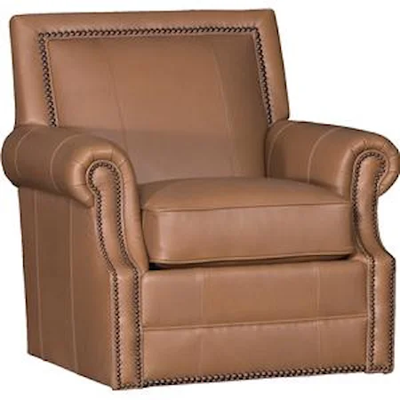 Traditional Roll Arm Swivel Chair