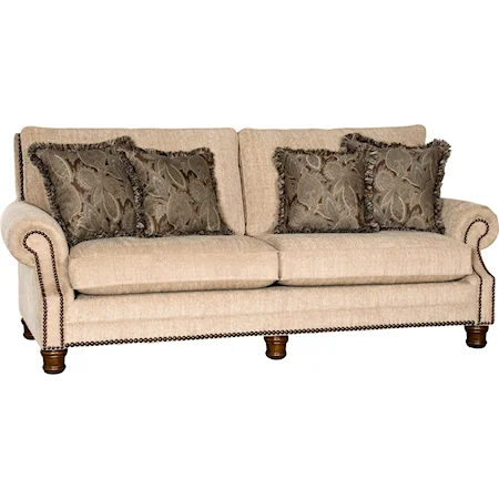 Traditional Sofa with Rolled Arms and Nailhead Trim